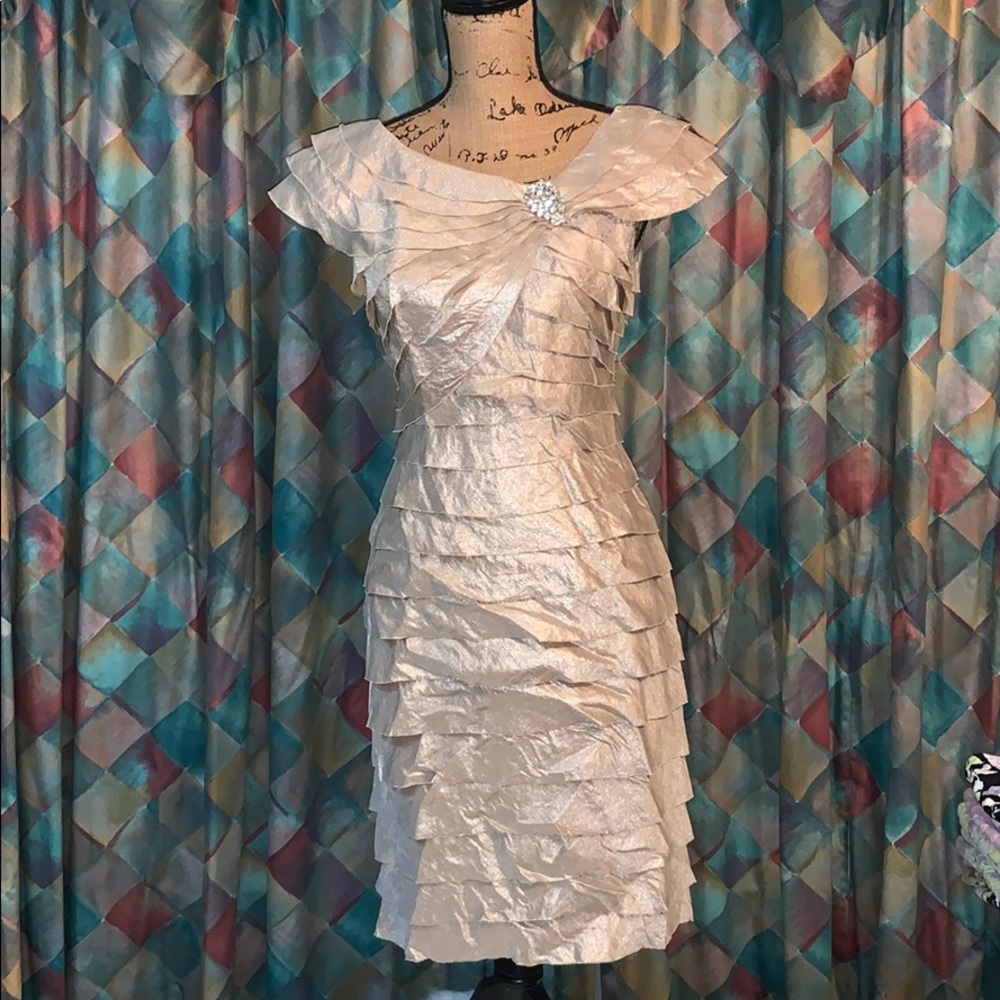 Champagne layered cocktail dress